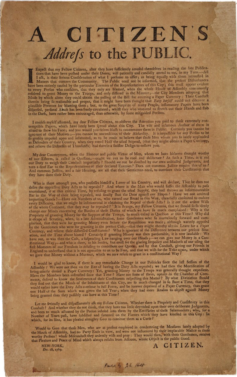 Orędzie obywatelskie do społeczeństwa w sprawie wsparcia wojsk królewskich, 18 grudnia 1769 r. autorstwa American School