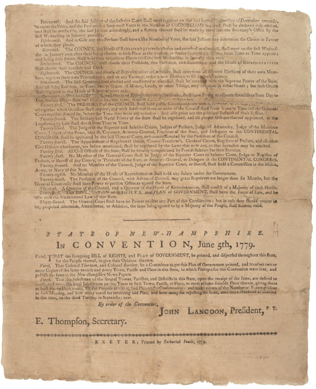 Deklaracja praw i apel rządu dla stanu New Hampshire, 1779 autorstwa American School