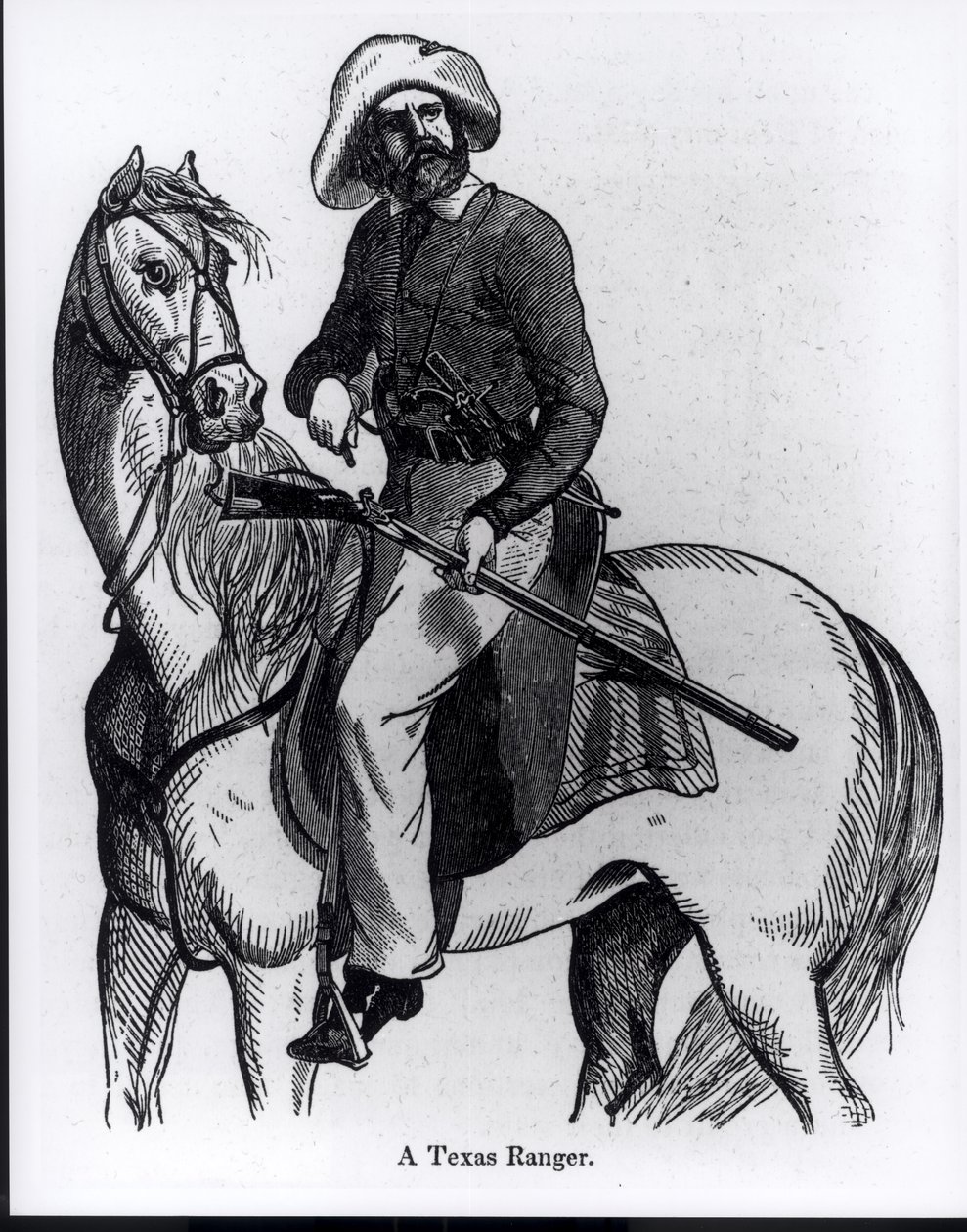 Texas Ranger, ilustracja z „Pictorial History of Mexico and the Mexican War” Johna Frosta, 1848 autorstwa American School