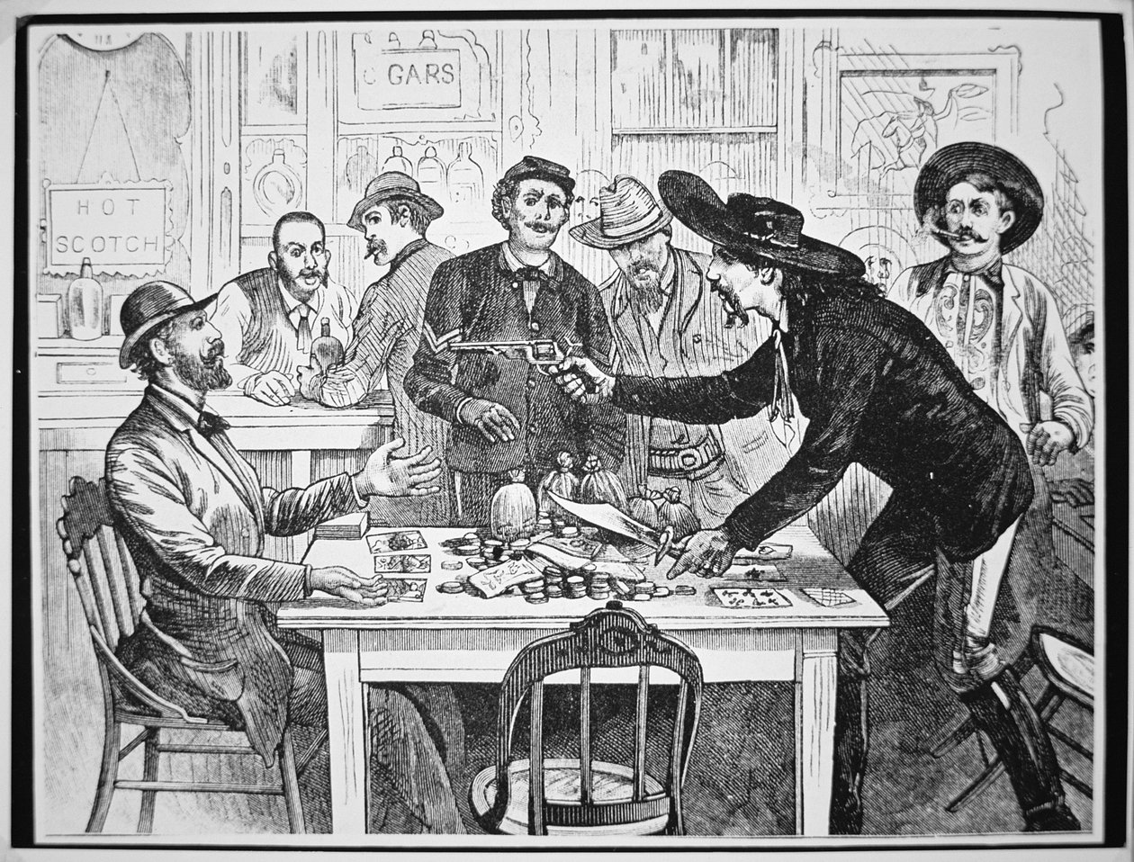 Hazardzista oskarża innego gracza o oszustwo, ok. 1880 (rycina) autorstwa American School