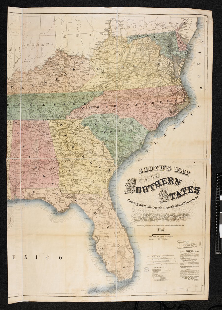 Mapa południowych stanów Ameryki Północnej autorstwa American School