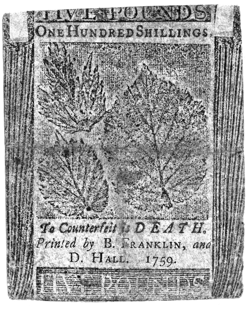 Notatka stuszylingowa wydrukowana przez B. Franklina i D. Halla, 1759 (druk) autorstwa American School