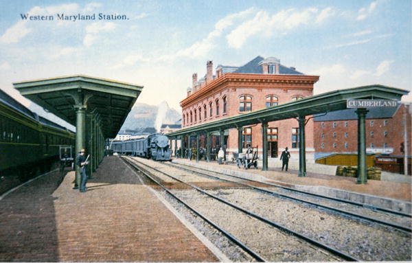 Pocztówka z Western Maryland Station, Cumberland, Maryland (kolor lito) autorstwa American School