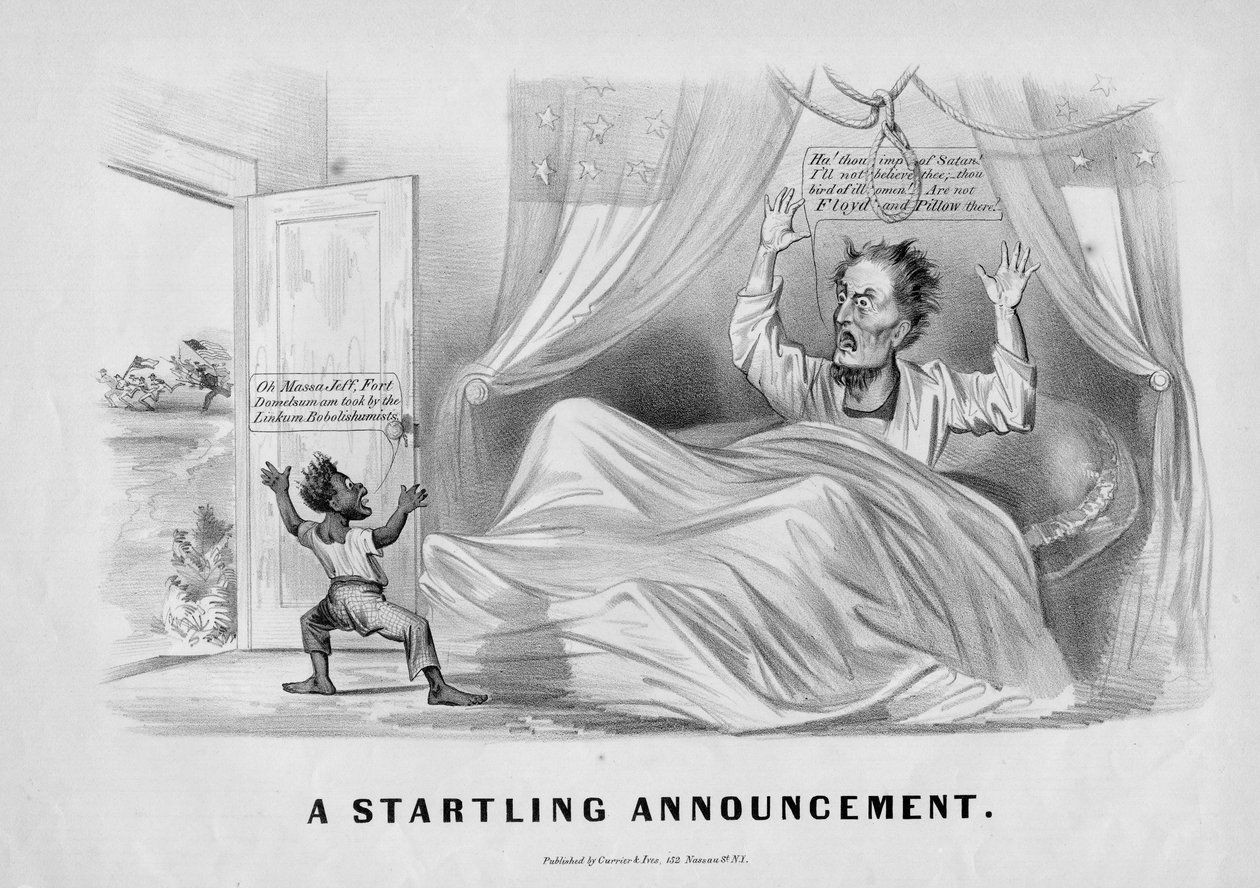 Zaskakujące ogłoszenie, opublikowane przez Currier & Ives, c.1862 autorstwa American School