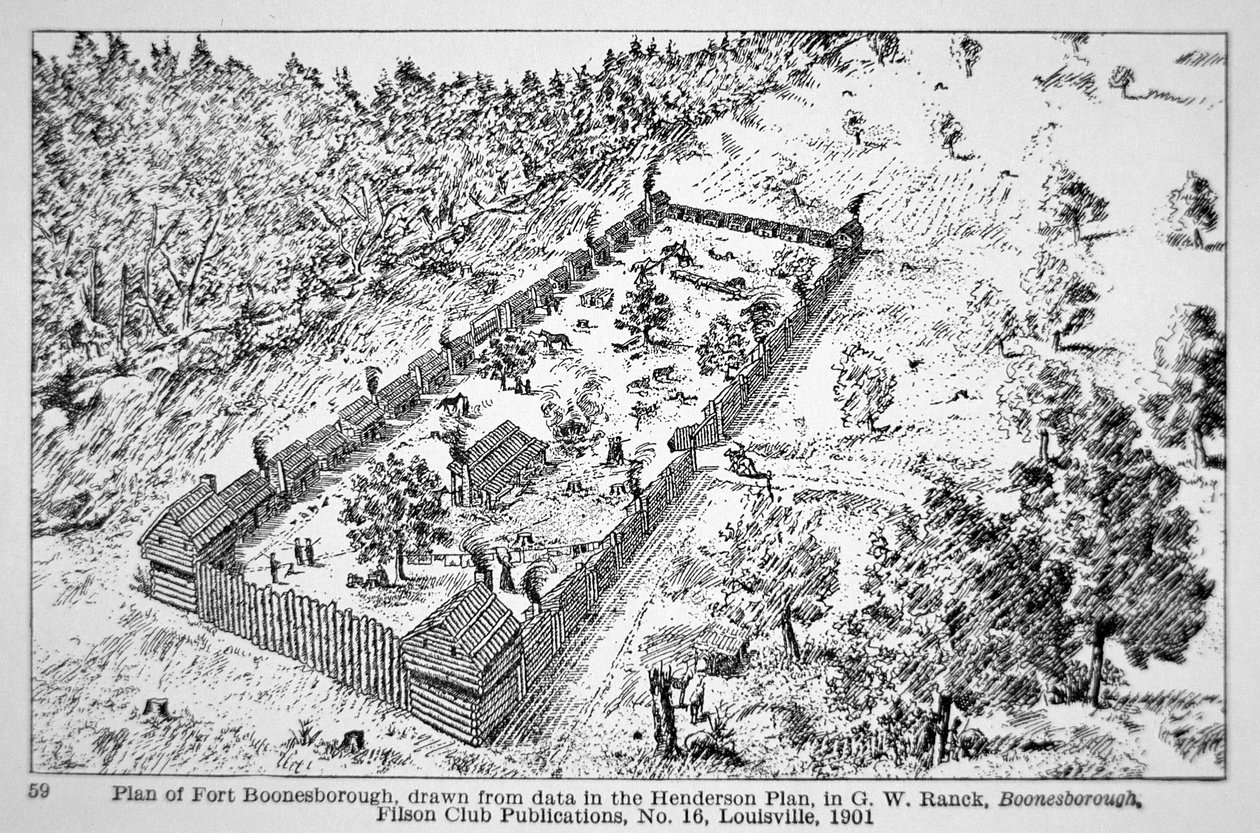 Widok na Fort Boonesborough w Kentucky autorstwa American School