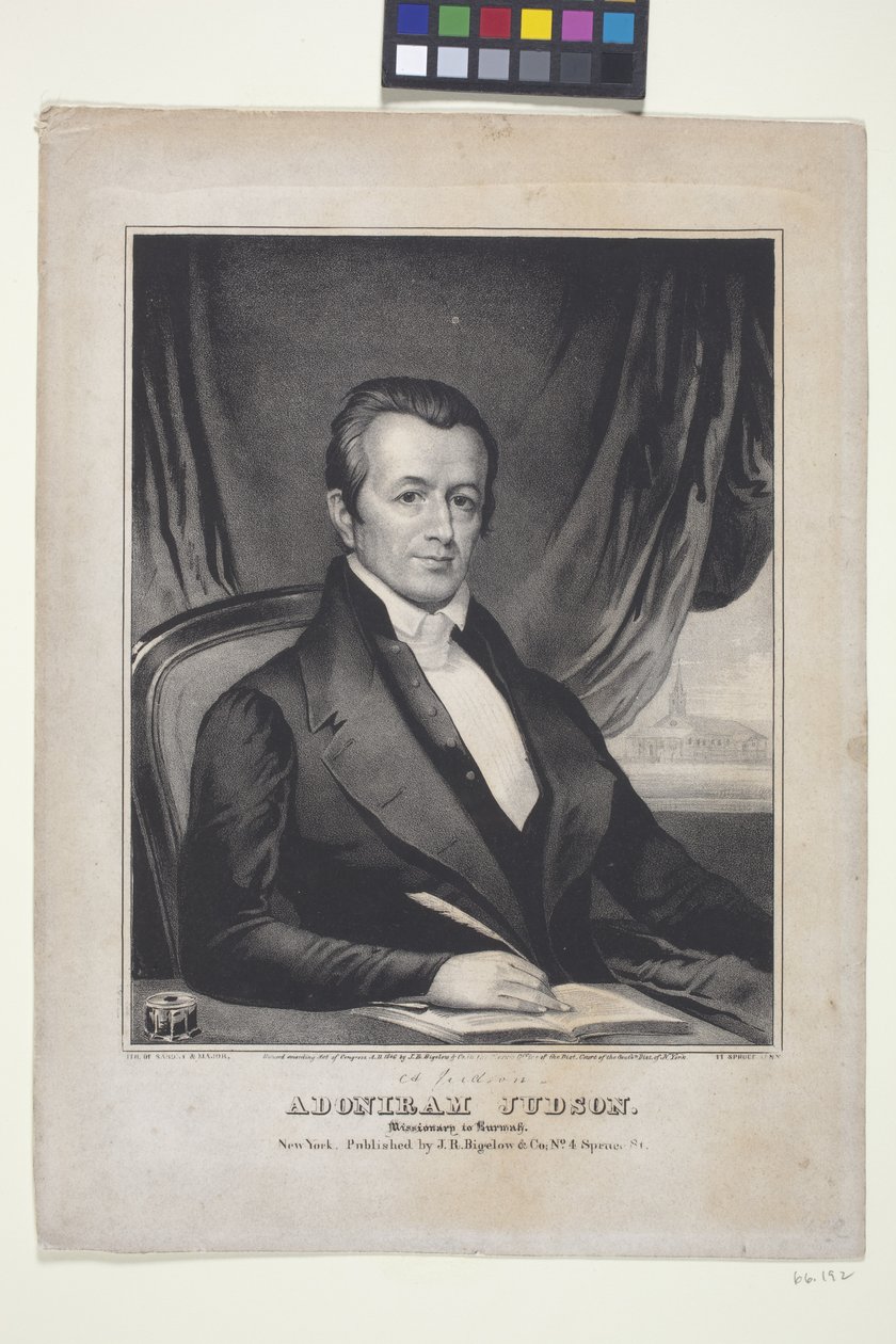 Adoniram Judson, misjonarz w Birmie (litografia) autorstwa American School