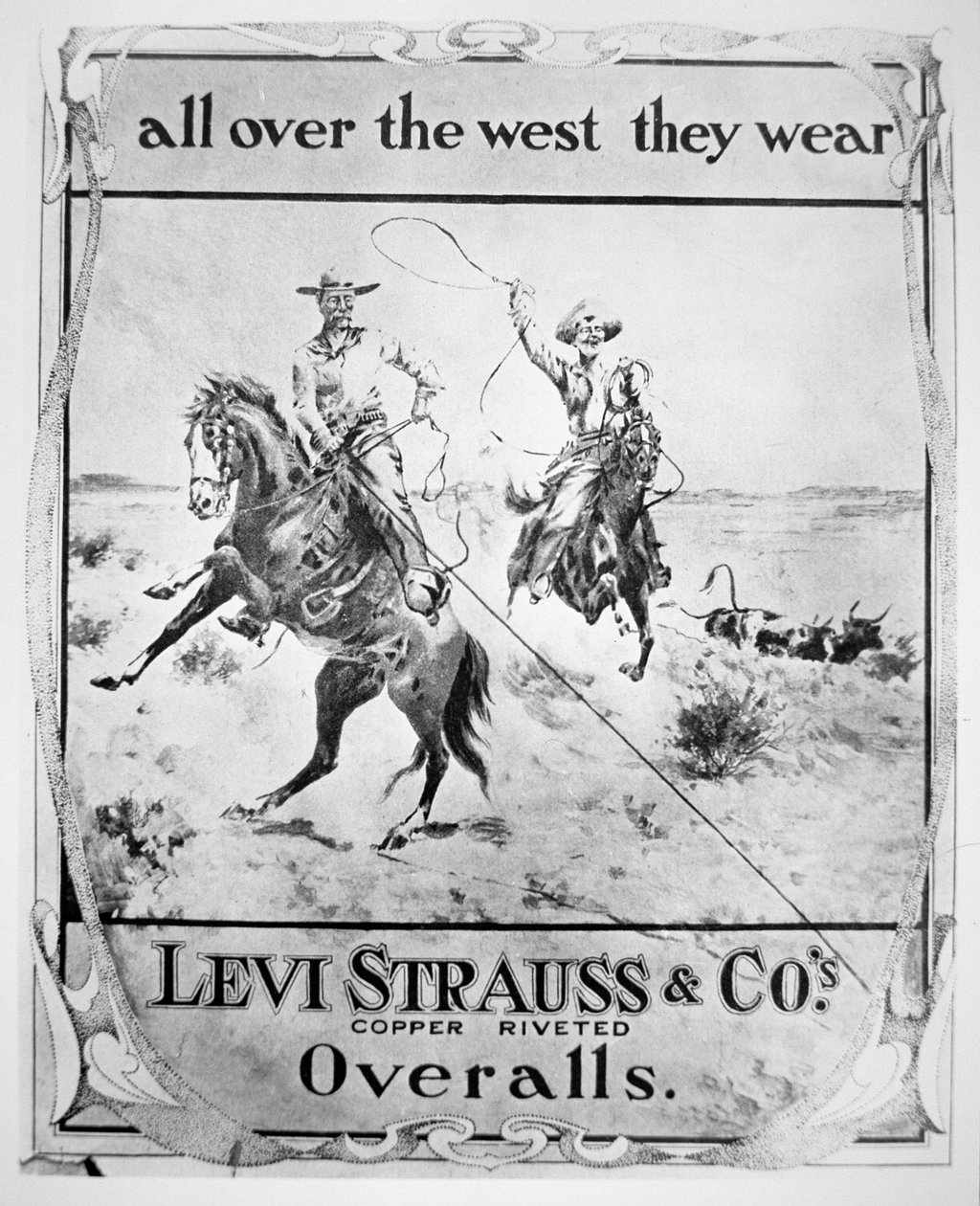 Ogłoszenie firmy Levi Strauss & Co, ok.1900 (lit.) autorstwa American School