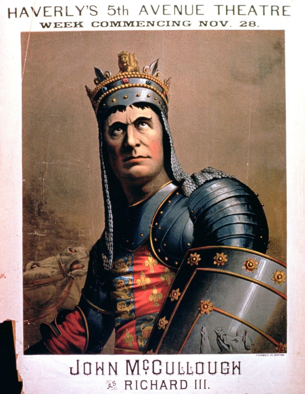 Reklama Johna McCullougha jako Richarda III w Haverlys 5th Avenue Theatre w Nowym Jorku autorstwa American School