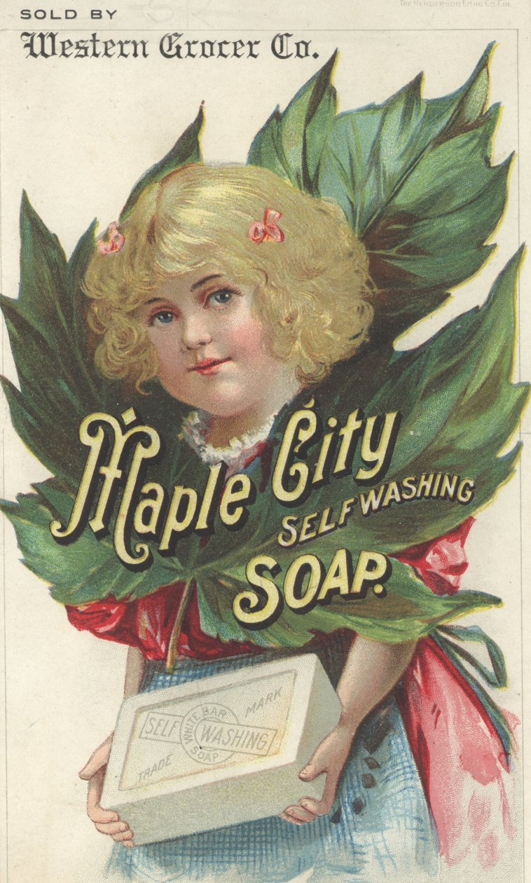 Reklama mydła samomyjącego Maple City, ok. 1880 r. autorstwa American School