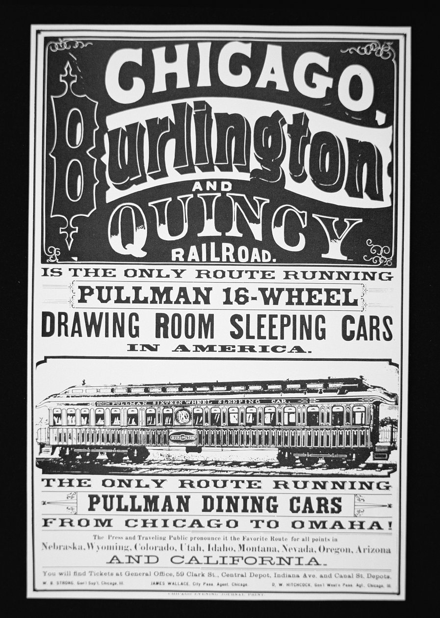 Reklama Pullman Cars z Chicago, c.1875 (lito) autorstwa American School
