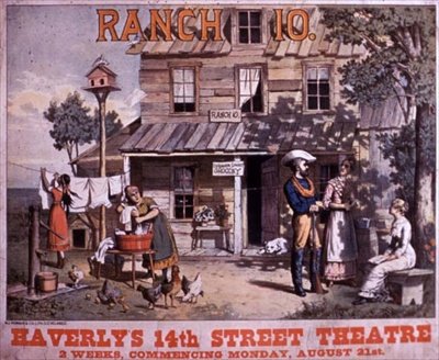 Reklama „Ranczo 10”, w teatrze 14th Street w Haverly (kolor lito) autorstwa American School