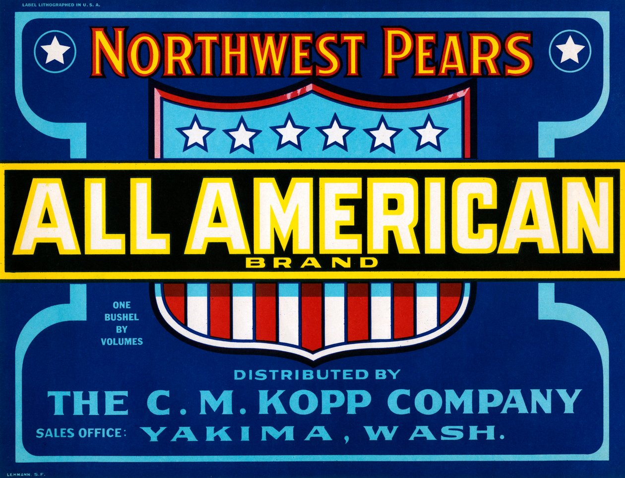 Etykieta skrzynek z owocami All American Brand, c.1920 (litografia) autorstwa American School