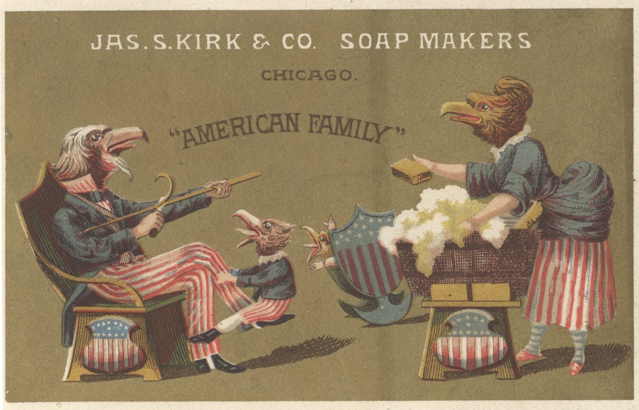 American Family, reklama firmy James Kirk & Co. Soap Makers, ok.1880 autorstwa American School