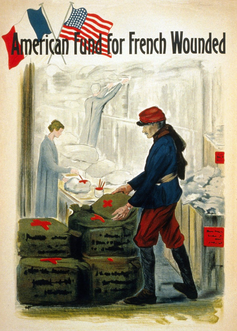 Fundusze amerykańskie na wojnę francuską Ranni - ca. 1917 autorstwa American School