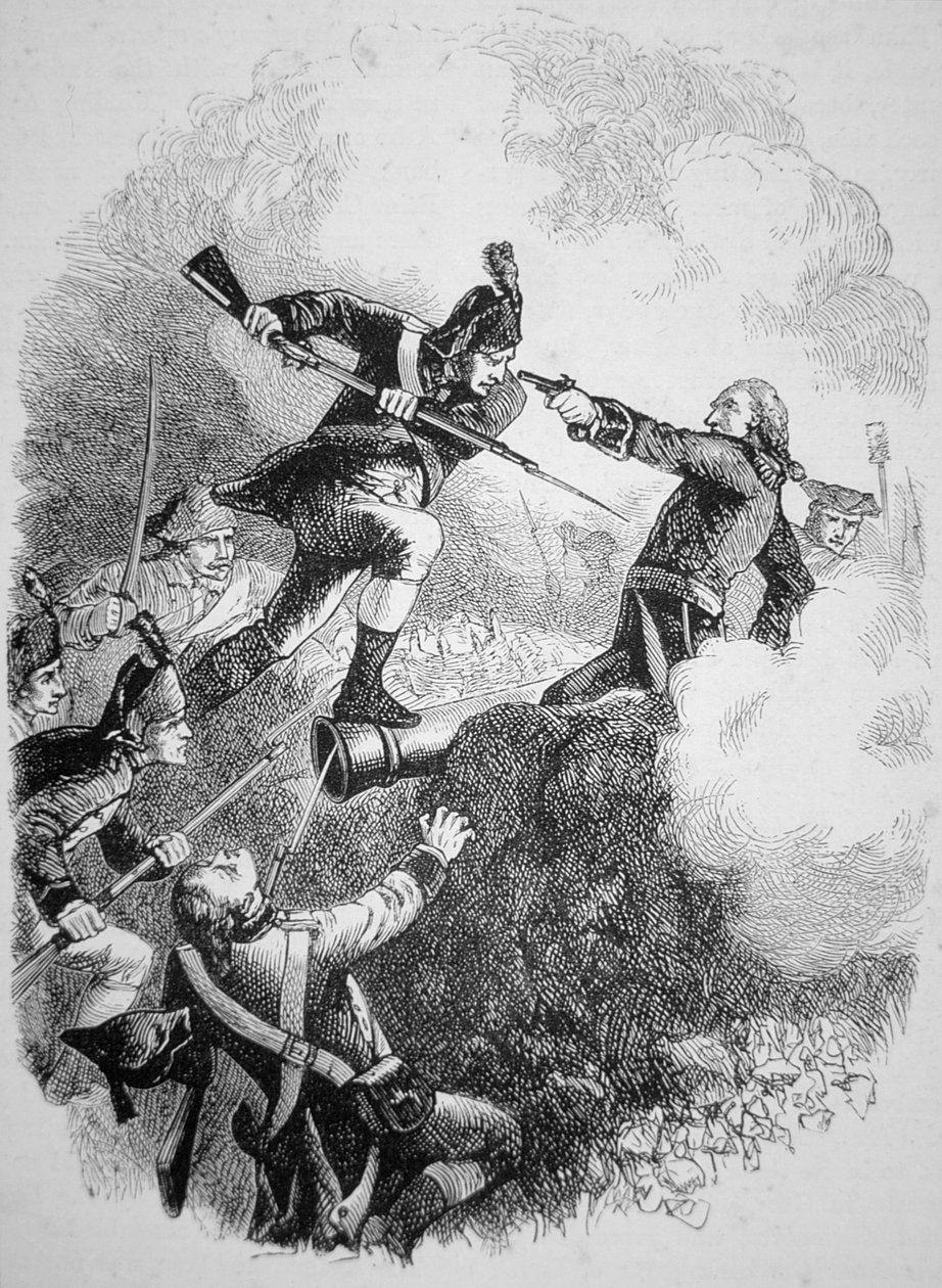 Amerykański generał Anthony Wayne zdobywa brytyjską twierdzę w Stony Point odważnym atakiem bagnetowym w lipcu 1779 r. (lito) autorstwa American School