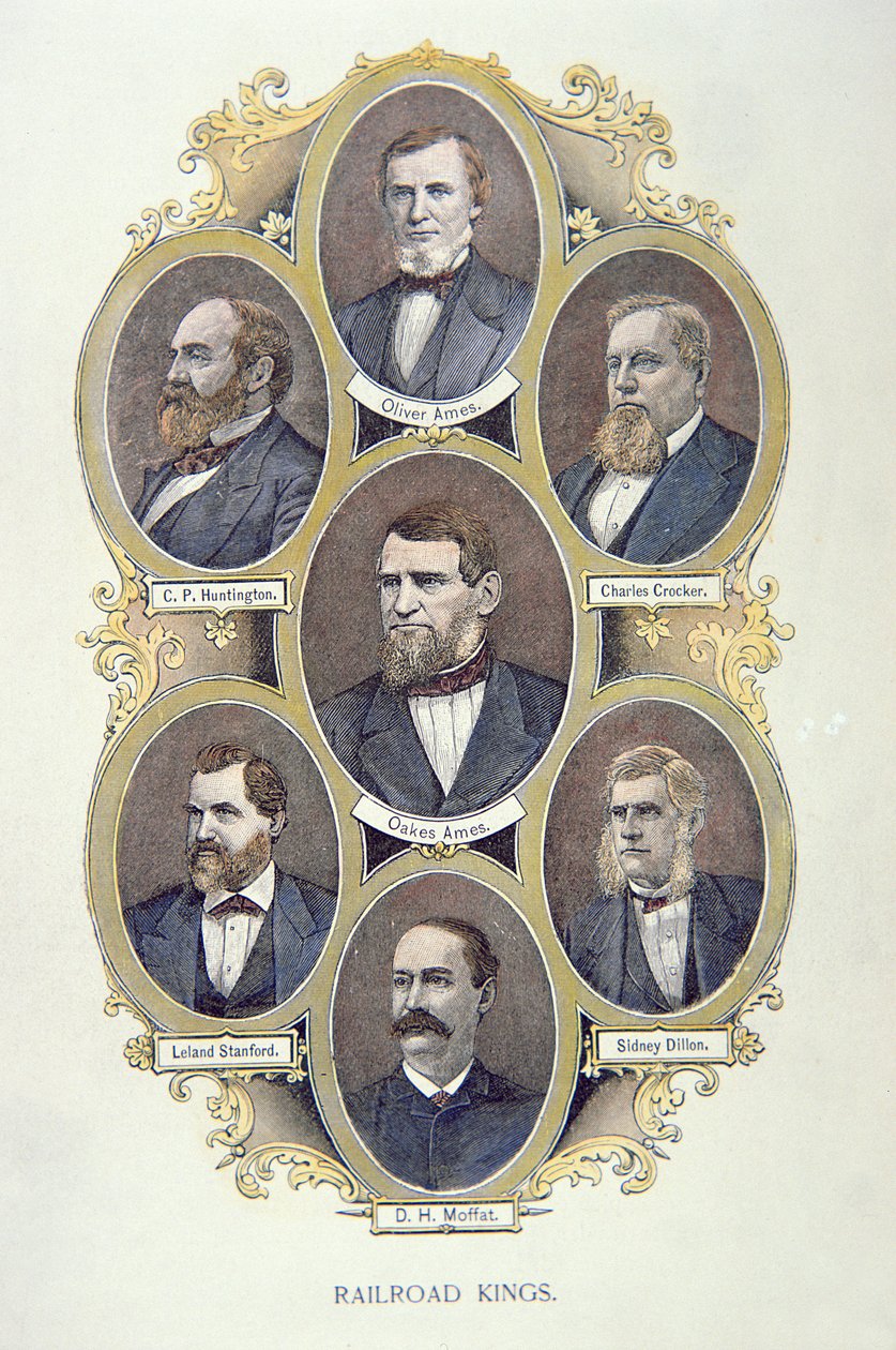 American Railroad Kings (litografia kolorowa) autorstwa American School