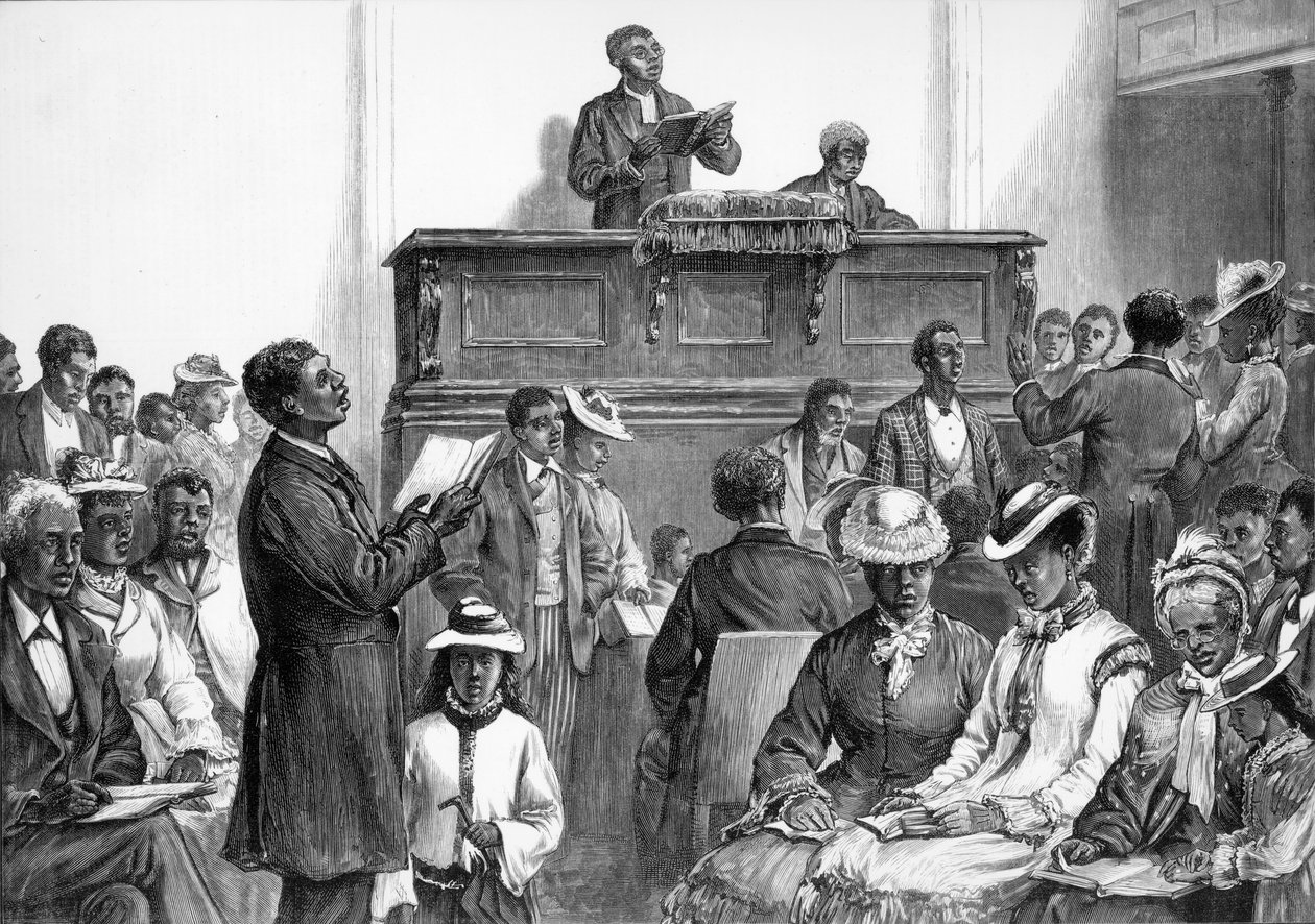 American Sketches: A Negro Congregation w Waszyngtonie, z „The Illustrated London News” autorstwa American School