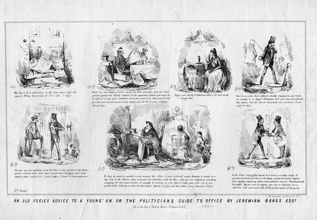 Stara rada mglistów dla młodego człowieka lub przewodnik polityków do urzędu autorstwa Jeremiah Banks Esq., opublikowany przez T W Strong, Nowy Jork, ok. 1852 r. autorstwa American School