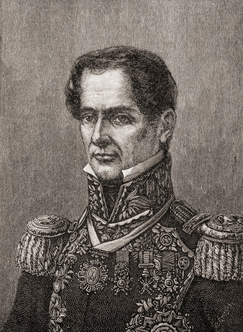 Antonio de Padua Maria Severino Lopez de Santa Anna y Perez de Lebro, z „Historii naszego kraju”, wydanie 1905 (rycina) autorstwa American School