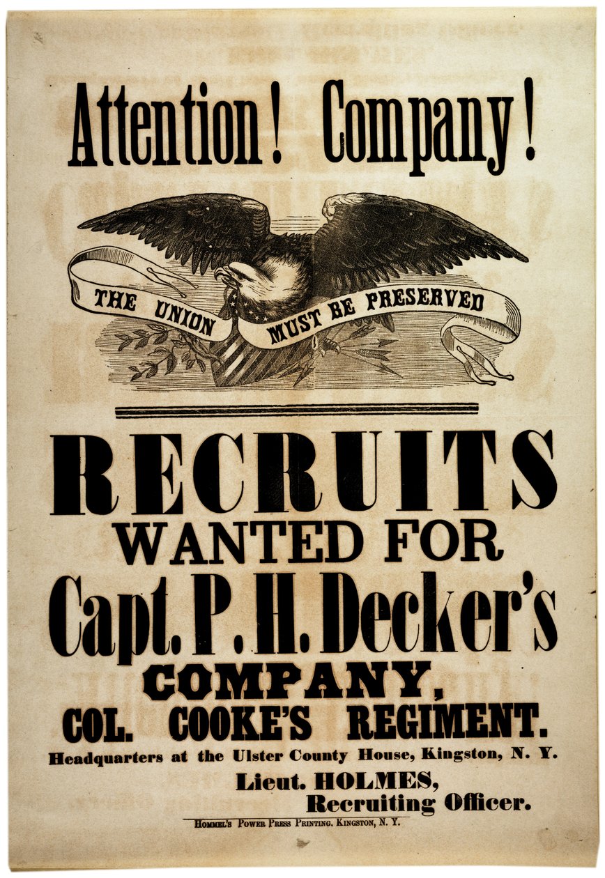 Uwaga! Company!, rekrutacja burty do nowojorskiej 156. piechoty, 1862 autorstwa American School