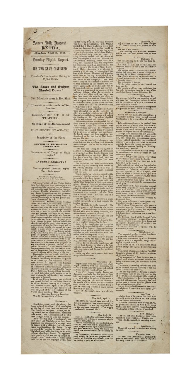 Auburn Daily Democrat Dodatkowe dot.: Fort Sumter, 15 kwietnia 1861 r autorstwa American School