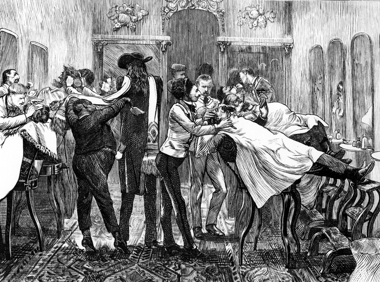 Salon fryzjerski w Nowym Jorku, 1870 autorstwa American School