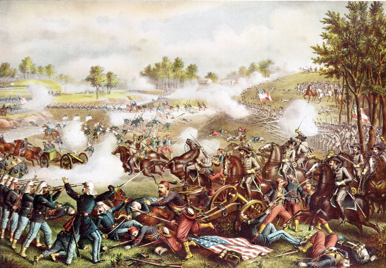 Bitwa pod Bull Run, 21 lipca 1861, opublikowana 1889 autorstwa American School