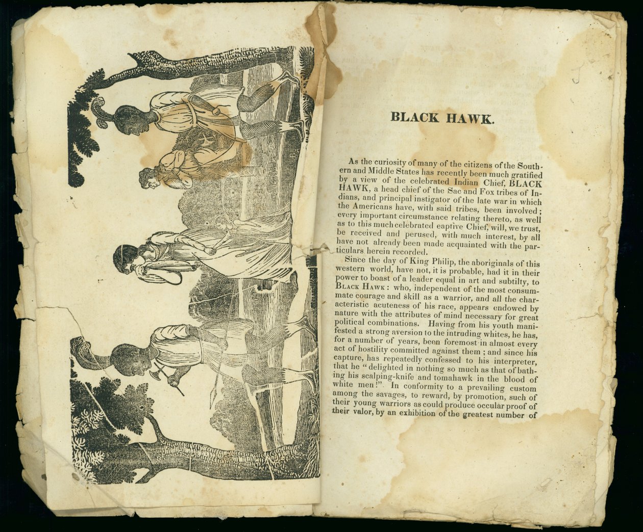 Black Hawk, z Narracji o niewoli i opatrznościowej ucieczce pani Jane Lewis, 1834 autorstwa American School