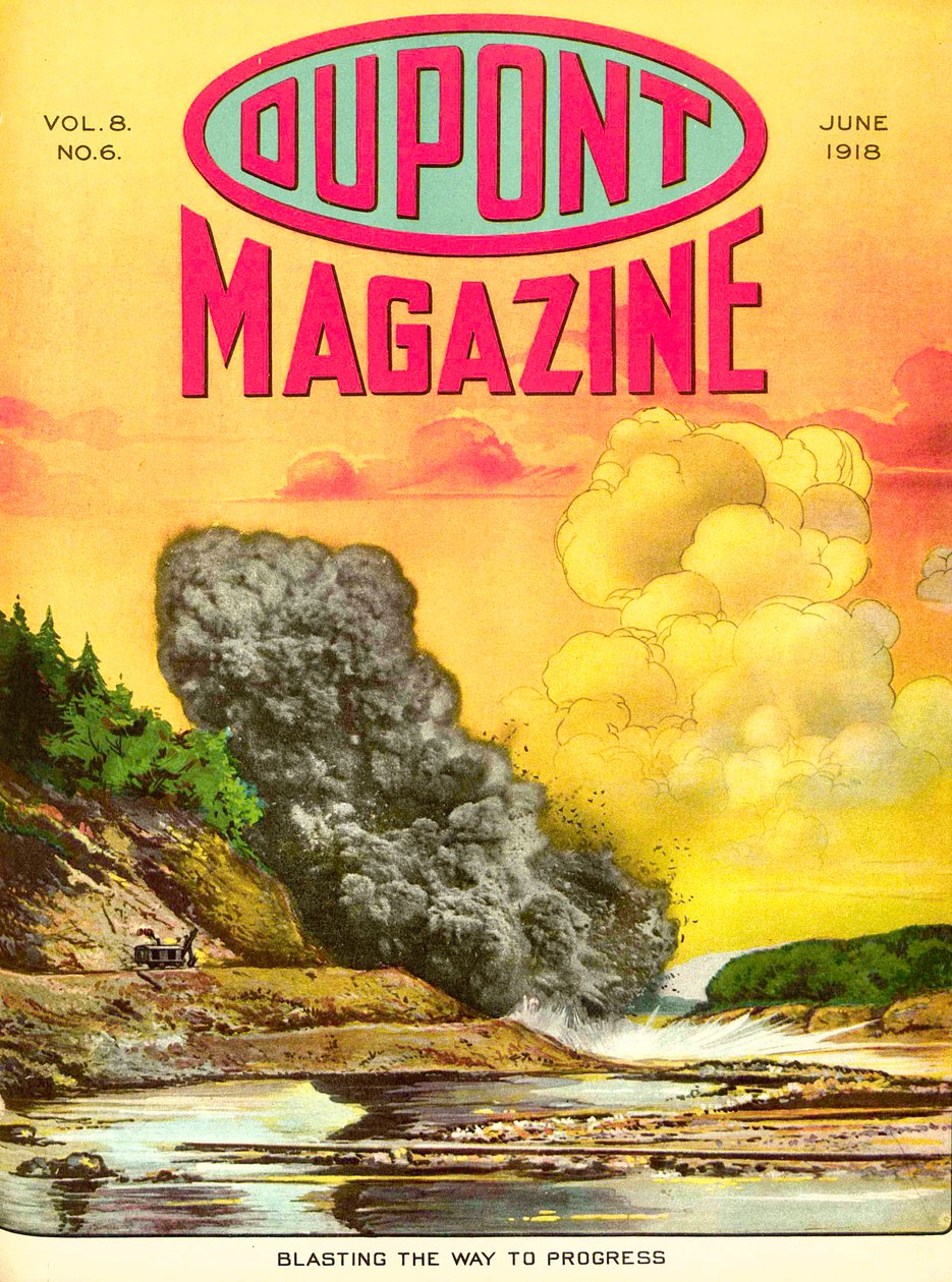 Wysadzanie drogi do postępu, przednia okładka magazynu DuPont, czerwiec 1918 r. autorstwa American School