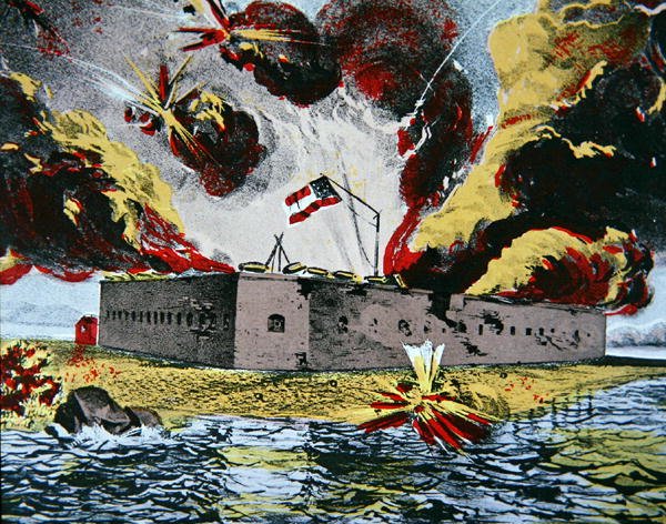 Bombardowanie Fortu Pułaskiego na wyspie Cockspur w Gruzji autorstwa American School