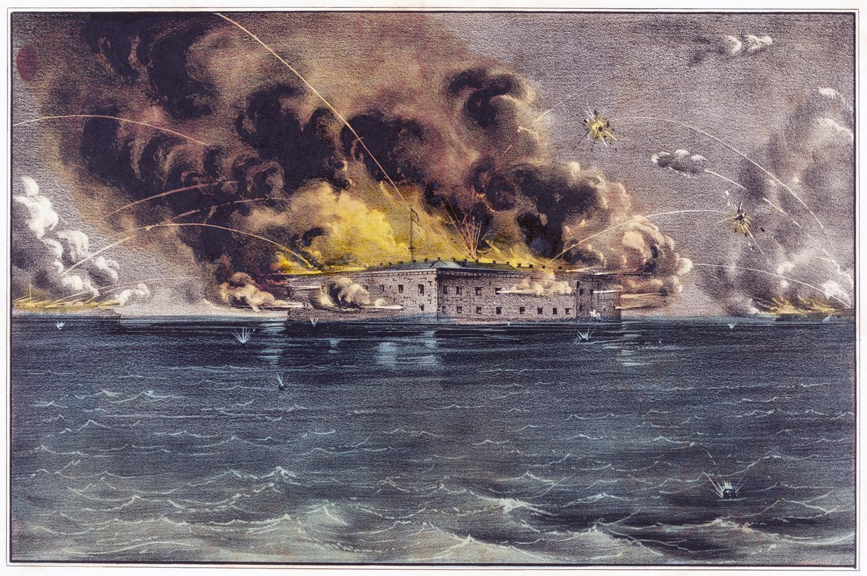 Bombardowanie Fort Sumter, Port Charleston, 12 i 13 kwietnia 1861, wyd. 1861 autorstwa American School