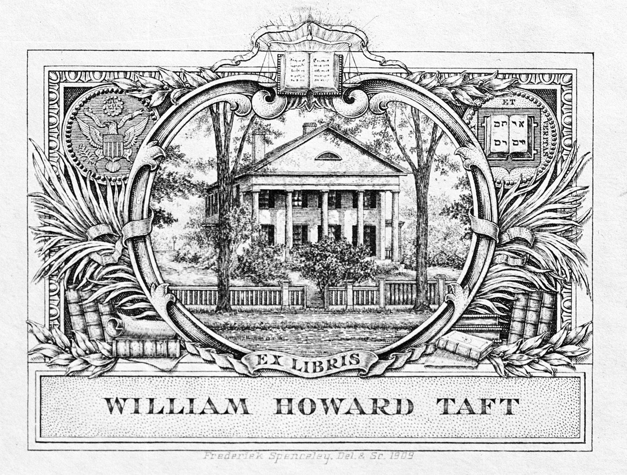 Ekslibris prezydenta Williama H. Tafta (1857-1930) 1909 (druk) autorstwa American School