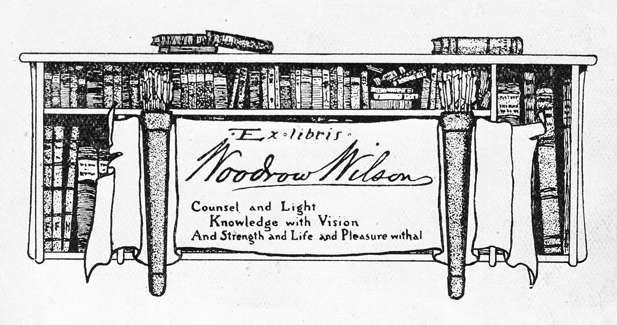 Ekslibris prezydenta Woodrowa Wilsona (1856-1924) (druk) autorstwa American School