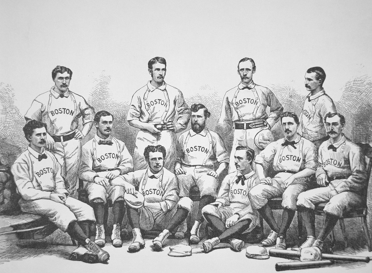Boston Red Sox, mistrzowie narodowi w 1874 roku (grawerowanie) autorstwa American School