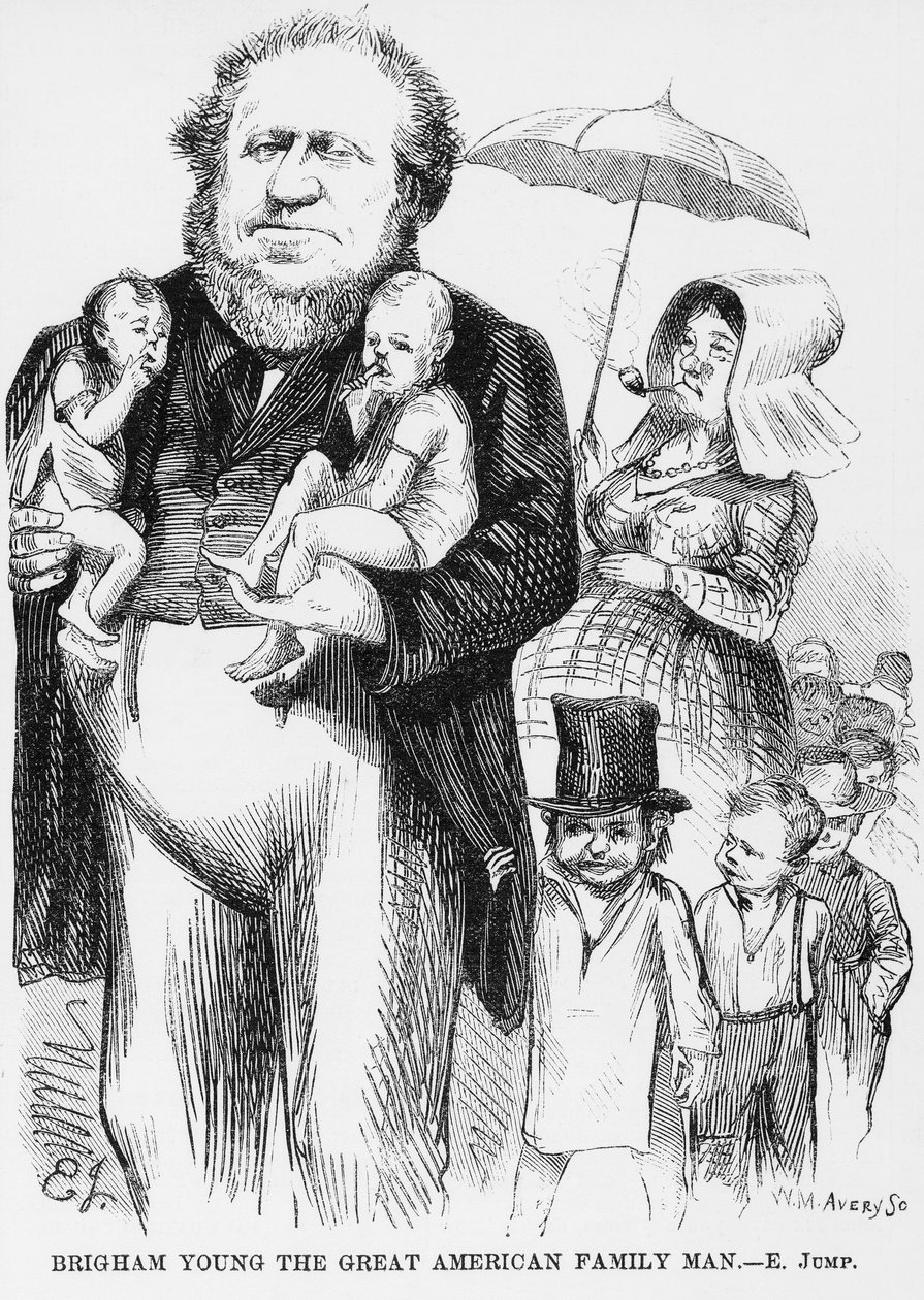 Brigham Young (1801-77), wielki amerykański człowiek rodzinny autorstwa American School