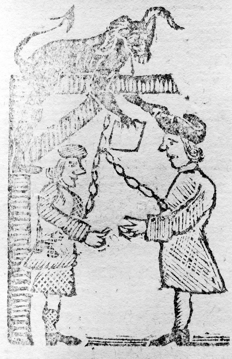 Brytyjscy urzędnicy robią diabelską robotę, ilustracja z Boston Gazette autorstwa American School