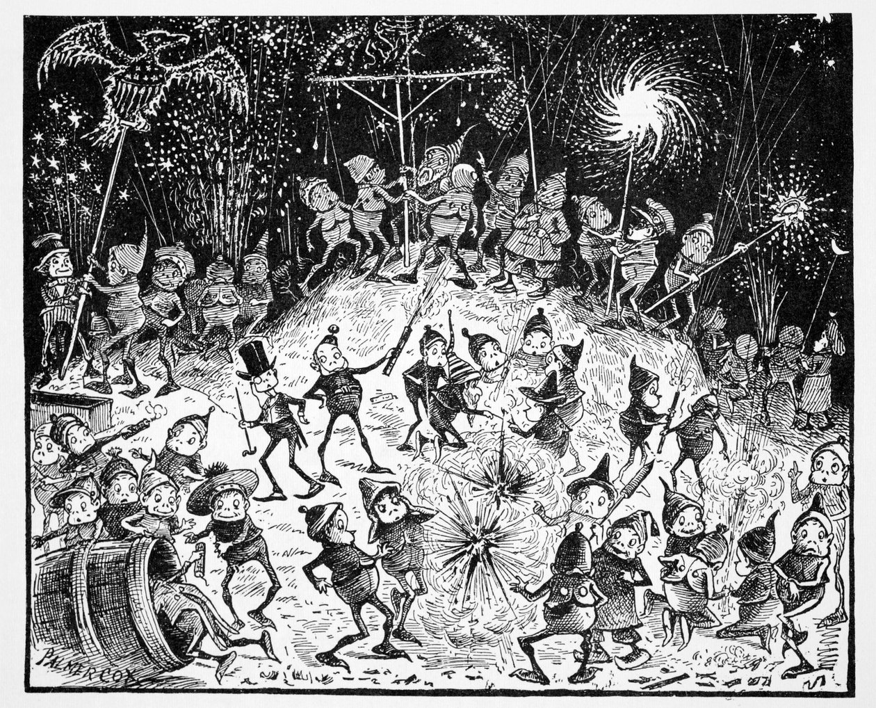 Brownies, z The World Guide to Gnomes, Fairies, Elves and Other Little People autorstwa Thomasa Keightleya (1789-1872) Opublikowane 1880, (BW Engraving) autorstwa American School