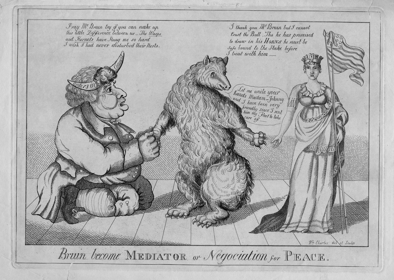 Bruin stał się mediatorem lub negocjacjami na rzecz pokoju, c.1813 autorstwa American School