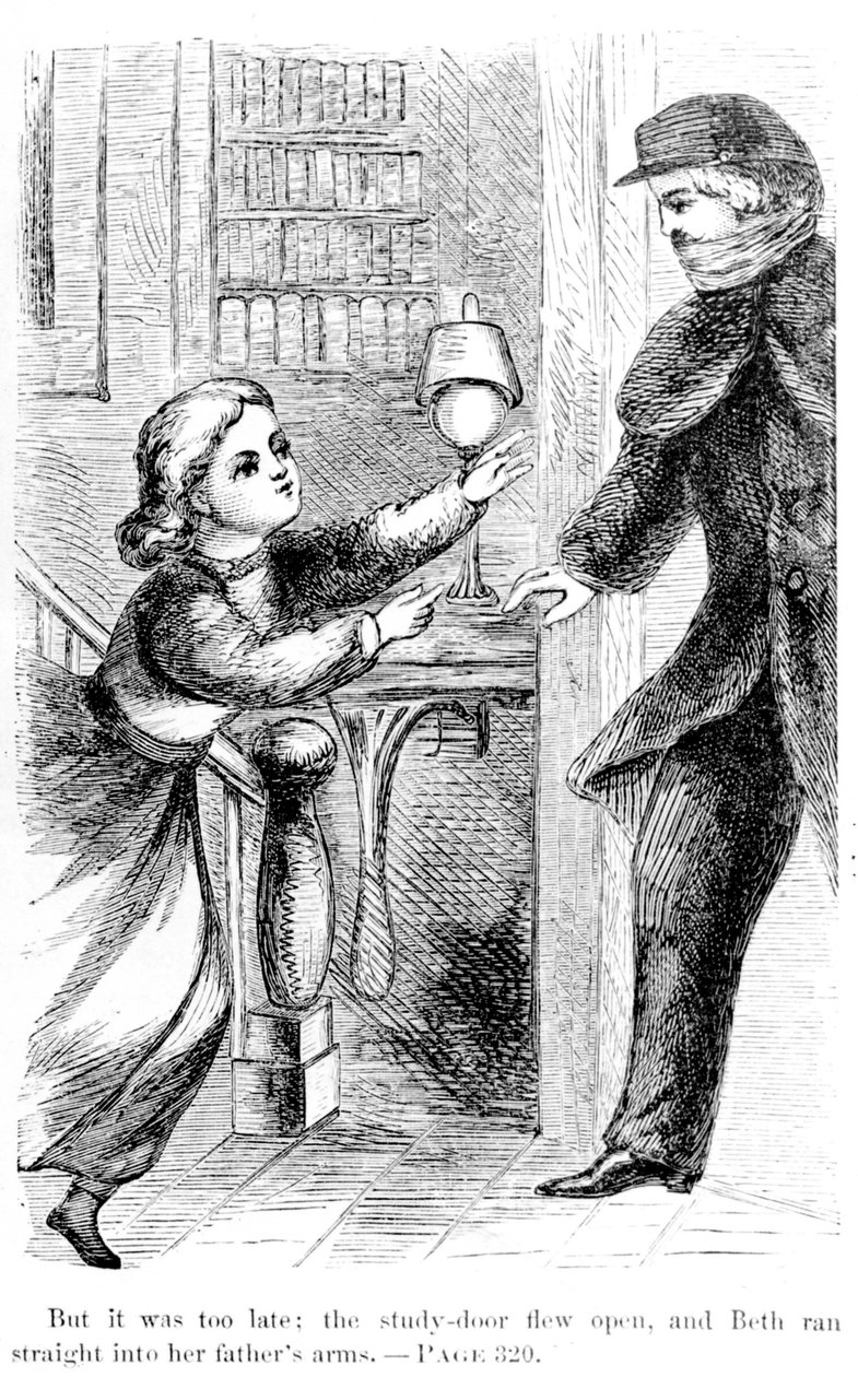 Ale było już za późno: losowanie otworzyło się i Beth wpadła prosto w ramiona ojca, 1868 autorstwa American School