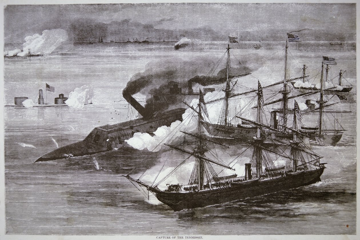 Zdobycie pancernika Konfederacji „Tennessee”, bitwa o Mobile Bay autorstwa American School