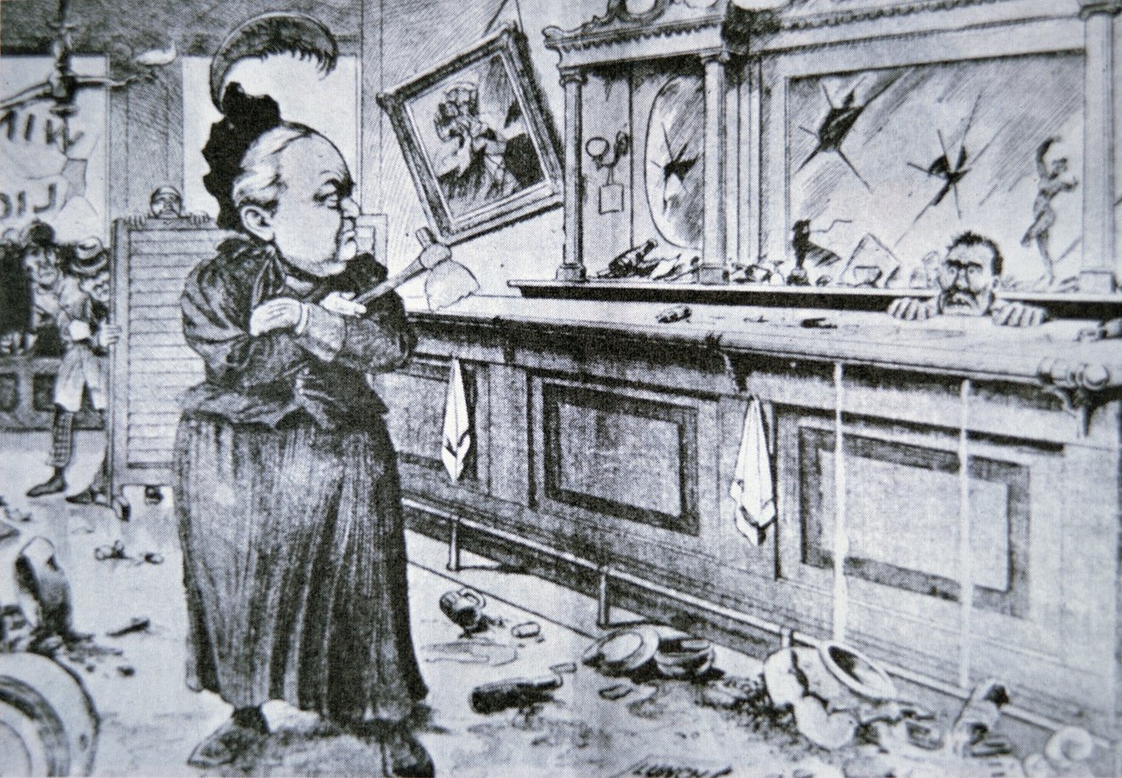 Carry Nation z jej toporem, c.1905 (lito) autorstwa American School