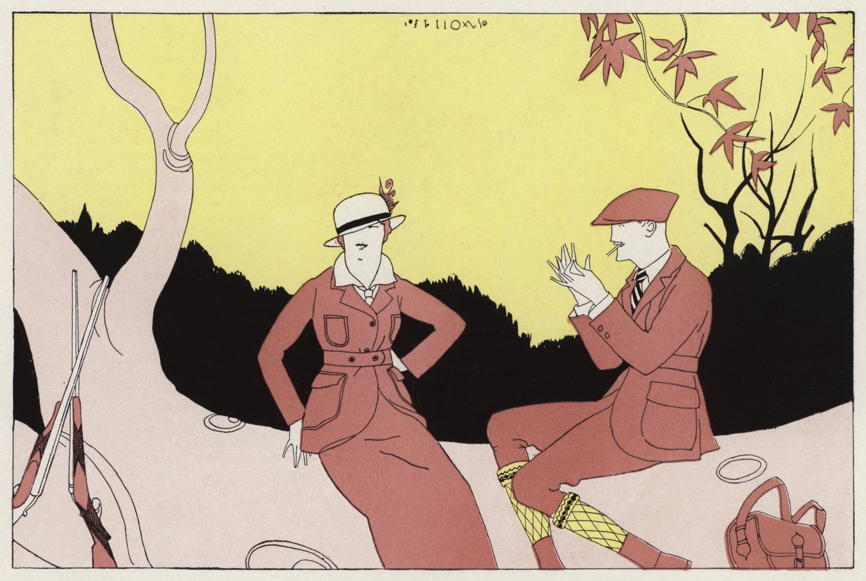 Przypadkowe spotkanie pary, która kiedyś była małżeństwem, scena z opowiadania "A Chance Meeting" J. A. Waldrona (kolorowa litografia) autorstwa American School