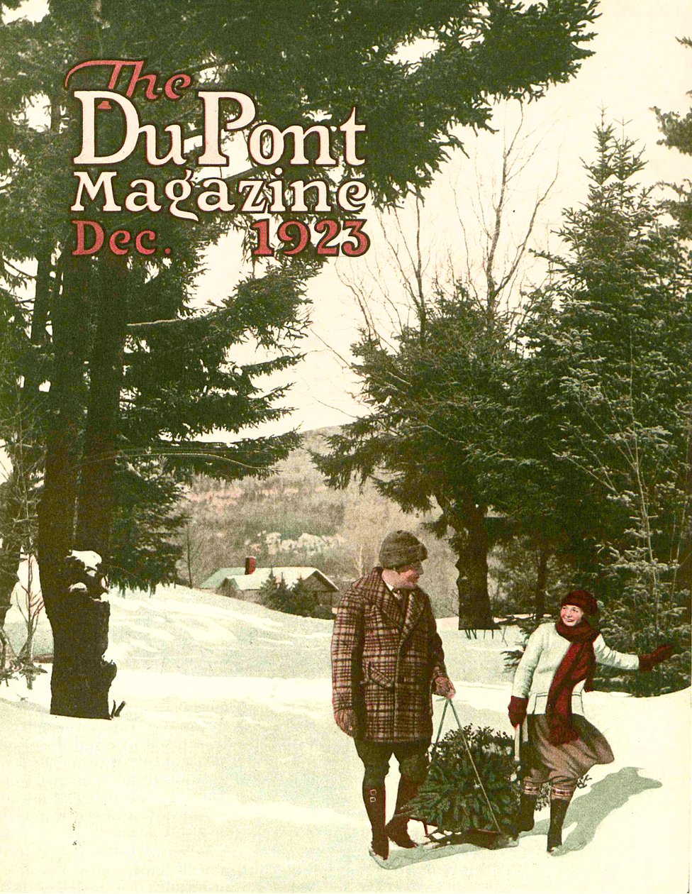 Choinka, okładka magazynu DuPont, grudzień 1923 autorstwa American School