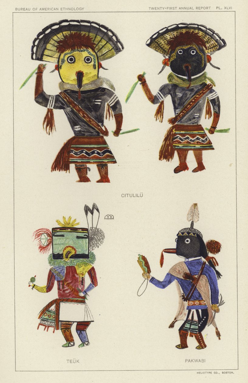 Citulilu, Teuk, Pakwabi (kolorowa litografia) autorstwa American School
