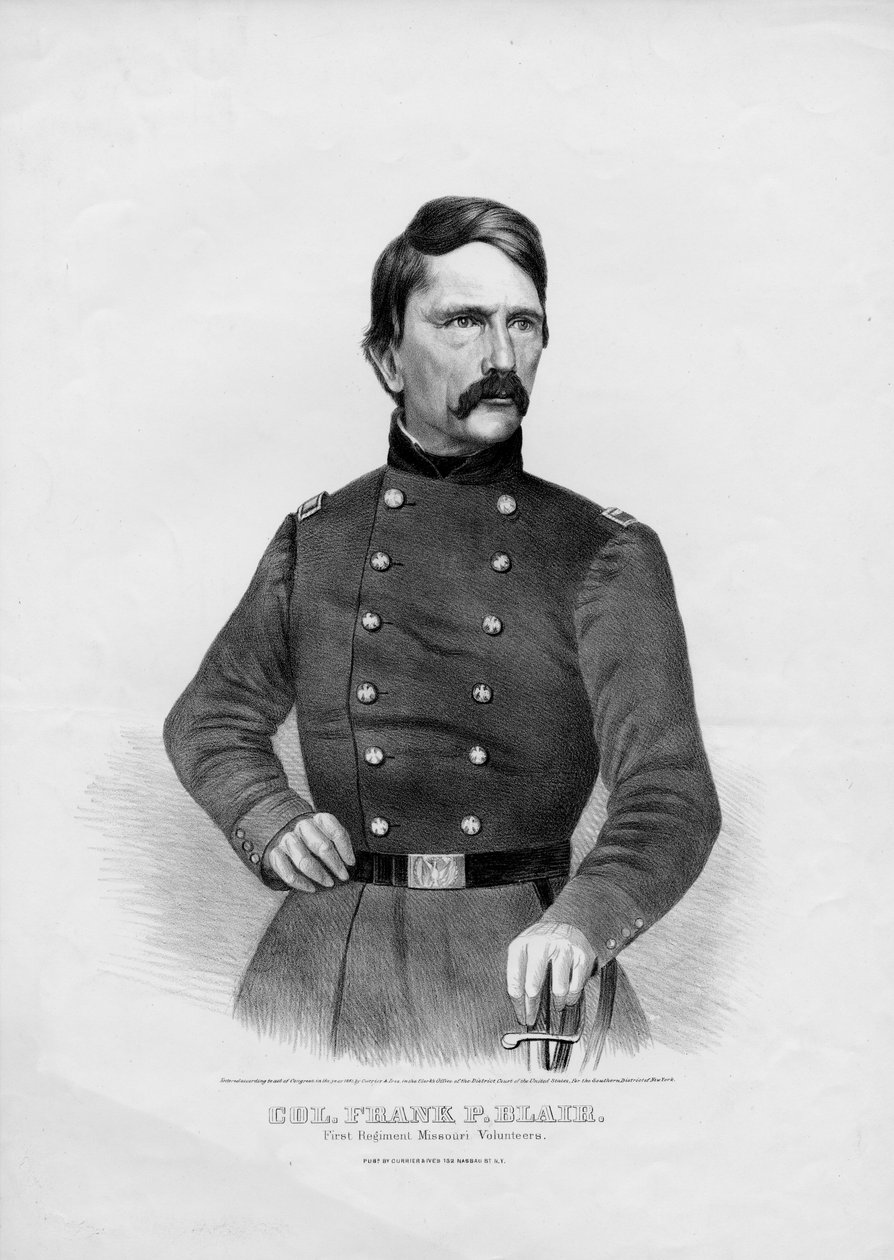 Pułkownik Frank P. Blair: First Regiment Missouri Volunteers, wyd. autorstwa Curriera i Ivesa, 1861 autorstwa American School