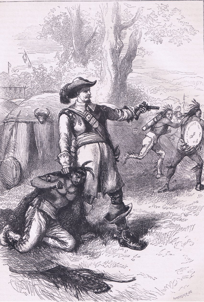 Pułkownik Atherton i Indianie 1661, ilustracja z pubu Cassell