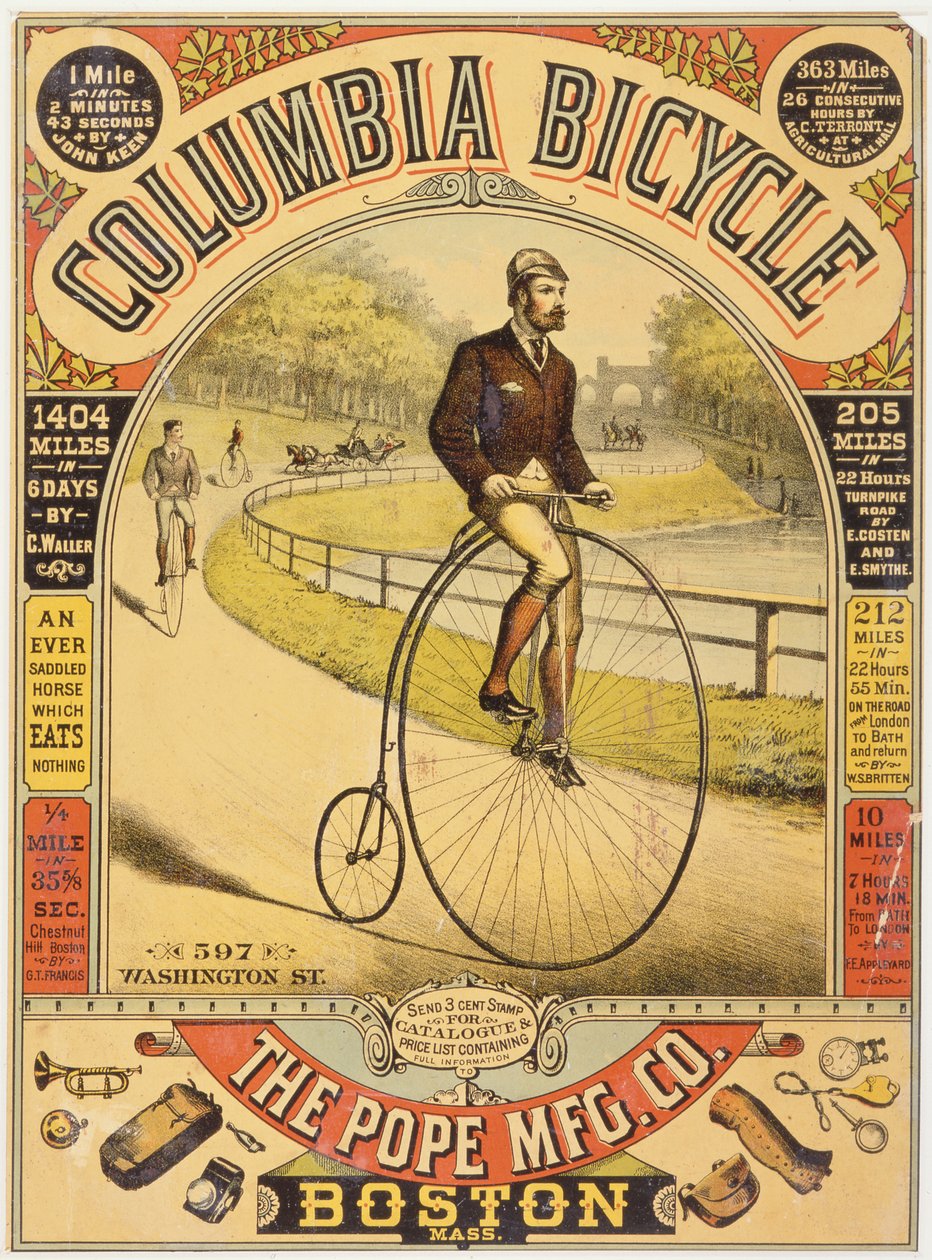 Reklama rowerowa Columbia, ok. 1890 (chromolitografia) autorstwa American School