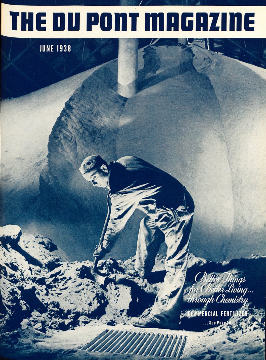 Commercial Fertilizer, przednia okładka magazynu DuPont, czerwiec 1938 r. autorstwa American School