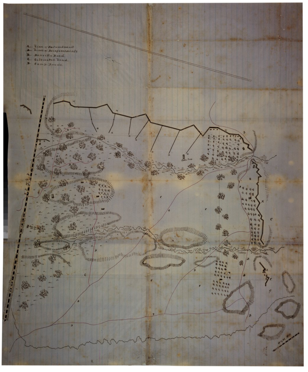 Konfederacka mapa wojny domowej armii Mississippi w obozie Corinth, Mississippi, maj 1862 autorstwa American School