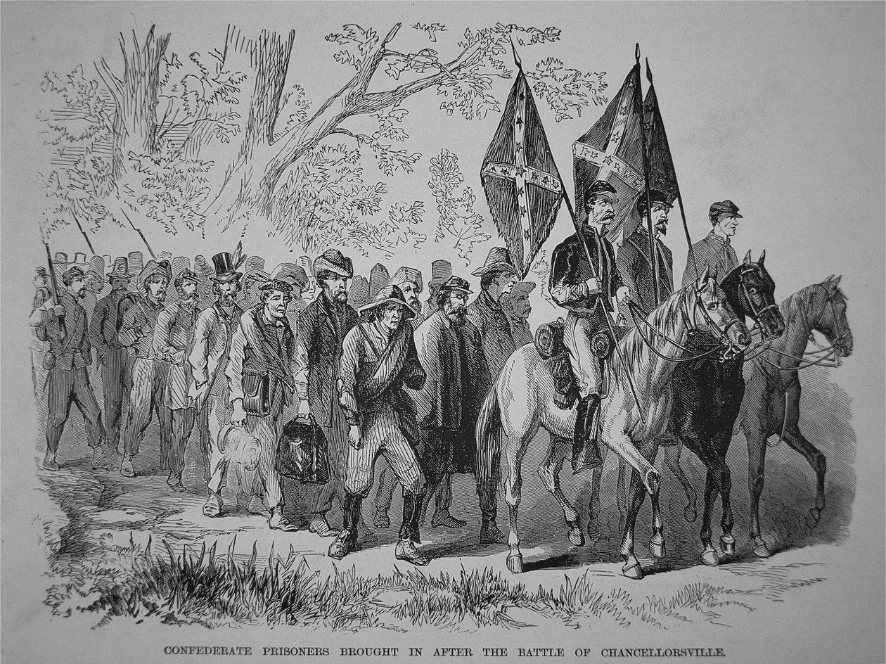 Więźniowie Konfederacji sprowadzeni po bitwie pod Chancellorsville (lito) autorstwa American School